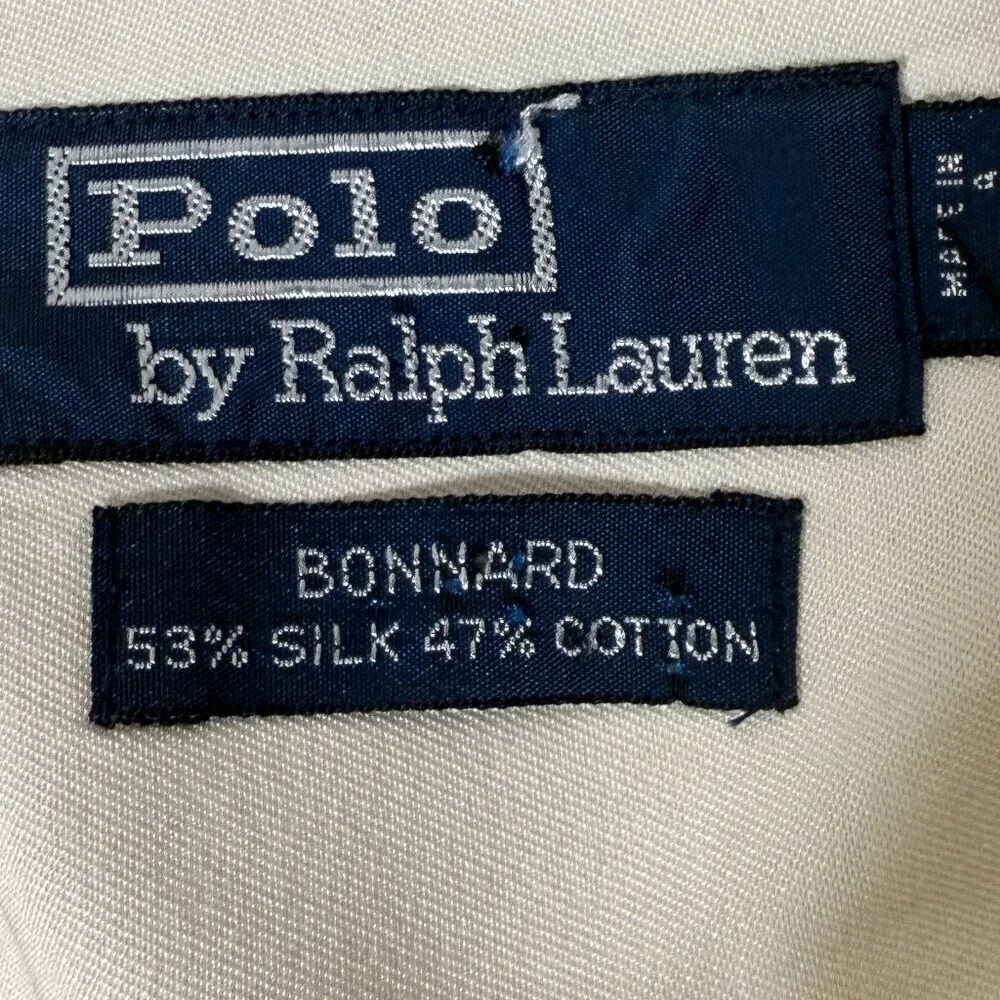 Polo Ralph Lauren Bonnard Mens XXL Button Up Bonnard Silk Blend Off White/Beige